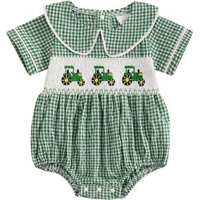 Amiblvowa Newborn Baby Girl Boy Summer Clothes Short Sleeve Bubble Romper Cute St Patricks Day Outfit 0 3 6 9 12 18 Months