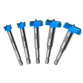 5PCS Forstner Drill Bits for Precise Woodworking Tungsten Carbide Forstner Bit Set for Wood Plastic Plywood with Hex Shank (5/8"-1-3/8")