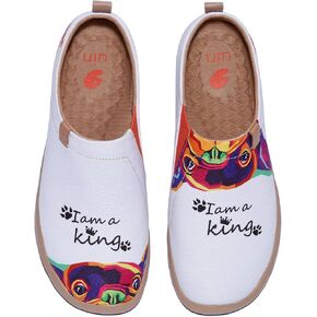 UIN Women's Art Painted Travel Shoes Slip On Casual Loafers Lightweight Comfort Fashion Sneaker Toledo Ⅰ I Am The King (7.5)