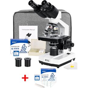 1PC HSL 40x-2500x Compound Binocular Microscope Set for Adults and Student Educate + 1PC HSL Microscope Slides and Covers Set