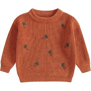 Toddler Girls Sweater Easter Clothes Rabbit Flower Embroidery Crew Neck Long Sleeve Kids Pullovers Fall Tops