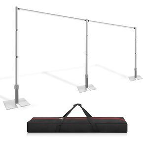 Jiang&Rong 10ft x 20ft Adjustable Backdrop Stand Kit - Heavy Duty Pipe and Drape Stand for Photo Studio, Booth, or Photography Backgrounds