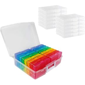 Novelinks Multi-Colored Photo Case 4" x 6" Photo Box Storage (1 Photo Storage Box + 10 Clear Photo Case)