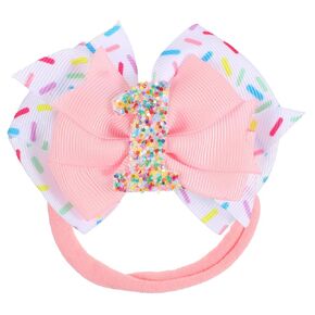 Birthday Pink Bow Hair Clips for Baby Girls, 1st to 3th Birthday Party Hair Bow, Confetti Ice Cream Hair Accessories for Girls Kids for Birthday Celebrations, Photo Props (1)