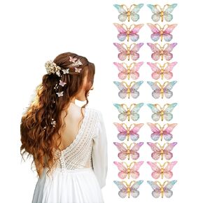 20 Pieces Glitter Butterfly Hair Clips for Girls Realistic Butterflies Hairclips Colorful Butterfly Hair Accessories for Wedding Barrettes Accessories for Women (20Pieces)