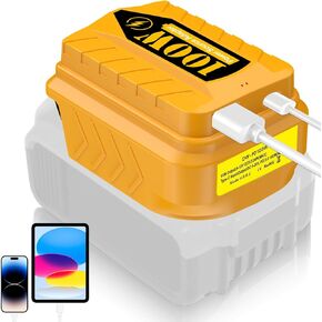 100W USB Charger Adapter for DeWALT 20V Battery, Battery Charger Power Station with USB and Type-C Output Port, for Electronic Device Phone, Laptop Computer Charge(Bare Tool Only)