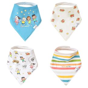 Copper Pearl Baby Bandana Drool Bibs for Drooling and Teething 4 Pack Gift Set CoComelon Friends