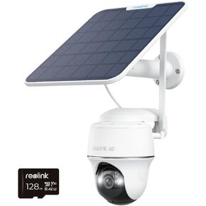 REOLINK Go PT Ultra+SP - 4K Cellular Security Camera, 3G/4G LTE, Wireless Solar Outdoor Camera with Accurate Alarms & Instant, 8MP Color Night Vision, Local & Cloud Storage, Bundle 128GB SD Card