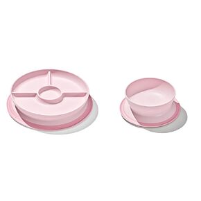 OXO Tot Stick and Stay Suction Divided Plate and Bowl Set - Blossom (2pc)