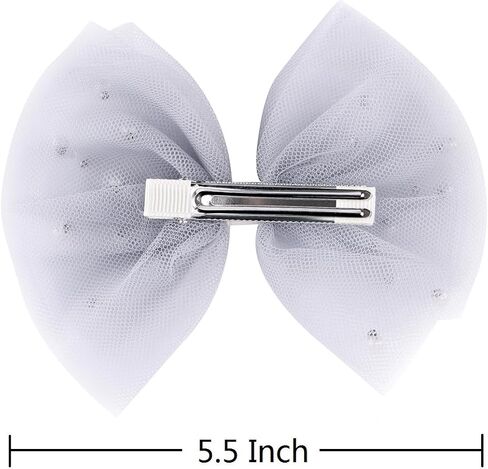 2 PCS Pearl Hair Bows Hair Clips for Toddler Girls - Elegant Ivory Lace Veil Hair Accessories for Birthday, Wedding, Halloween, Thanksgiving, and Christmas Occasions(Ivory) in Kuwait