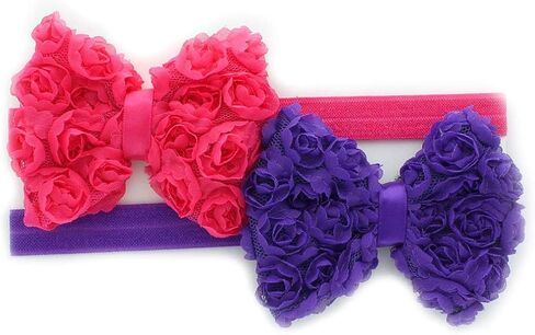 My Lello Girls Fabric Rose Bow Headbands 2 Pack in Kuwait
