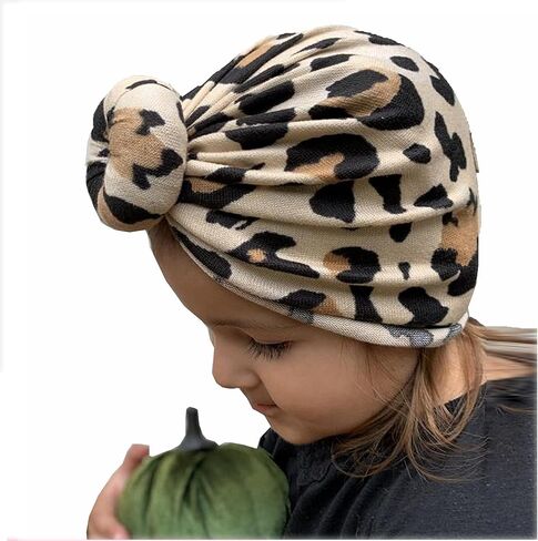 أقواس القبعات القبعات الفتيات عملة العملة الرضع Leopard Heardress ، Toddler Torban Cap يلف إكسسوارات الشعر النمر. (MZ10) in Kuwait