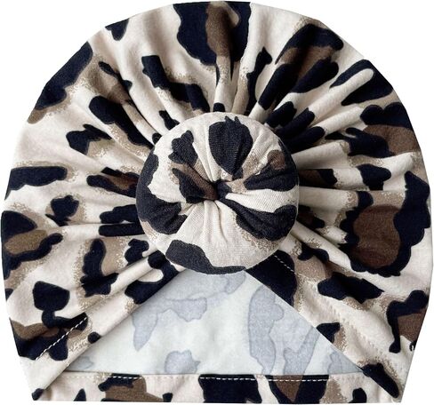 Bows Baby Hats Girls Turban Knot Infant Leopard Headdress,Toddler Turban Cap Wraps Hat Leopard Hair Accessories.(MZ10) in Saudi Arabia