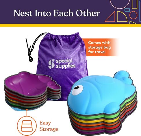 مستلزمات خاصة للأطفال - مجموعة من مكعبات توازن الأسماك والسلحفاة والأخطبوط - لعب داخلي/خارجي - مطاط آمن على الأطفال، حواف غير قابلة للانزلاق - تعزز التنسيق والتوازن والقوة in Kuwait