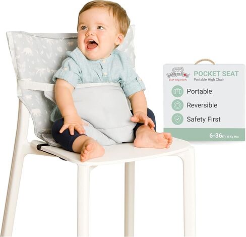 BabyToLove Pocket Seat | Portable High Chair | Lightweight On The Go and Easy to Carry | Travel Must Have | Green Tropic in Kuwait