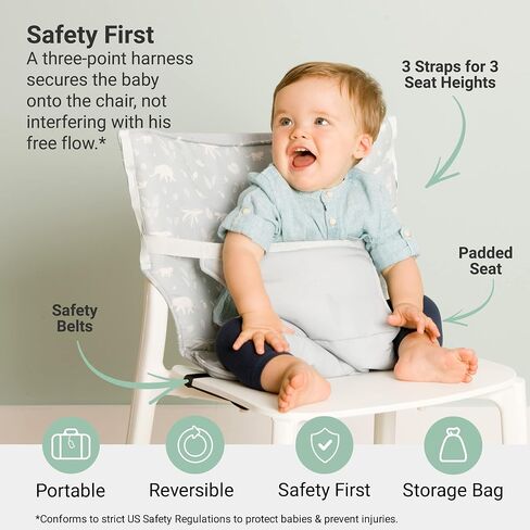 BabyToLove Pocket Seat | Portable High Chair | Lightweight On The Go and Easy to Carry | Travel Must Have | Green Tropic in Kuwait