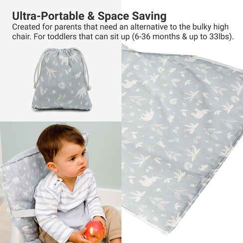 BabyToLove Pocket Seat | Portable High Chair | Lightweight On The Go and Easy to Carry | Travel Must Have | Green Tropic in Kuwait