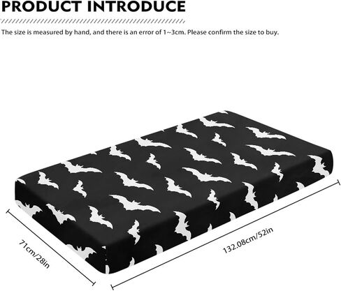 Black Bat Fitted Crib Sheet Bats Baby Crib Sheet Fit Standard Crib and Toddler Mattress,Crib Mattress Sheets for Boys Girls 28"x52" in Saudi Arabia