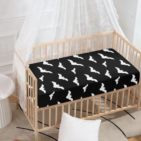 Black Bat Fitted Crib Sheet Bats Baby Crib Sheet Fit Standard Crib and Toddler Mattress,Crib Mattress Sheets for Boys Girls 28"x52" in Saudi Arabia