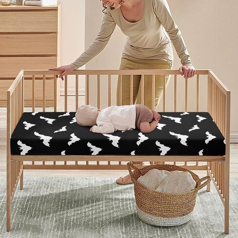 Black Bat Fitted Crib Sheet Bats Baby Crib Sheet Fit Standard Crib and Toddler Mattress,Crib Mattress Sheets for Boys Girls 28"x52" in Saudi Arabia