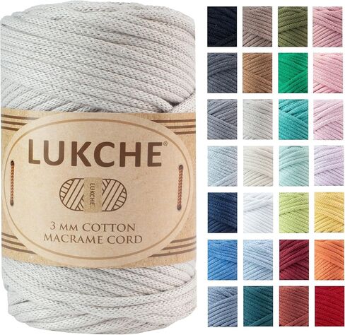 Braided Macrame Cord 3mm x 93yards (279 Feet), Cotton Macrame Cord, Colored Rope, Macrame Yarn, Colored Craft Rope for Wall Hanging, Plant Hangers, Crafts, for Knitting (White 3mm) 1 in Kuwait