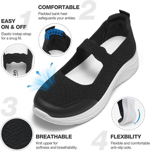 Mary Jane Flats Comfortable Lightweight Walking Shoes Breathable Non Slip Dressy Casual Knit Flats for Women in Saudi Arabia