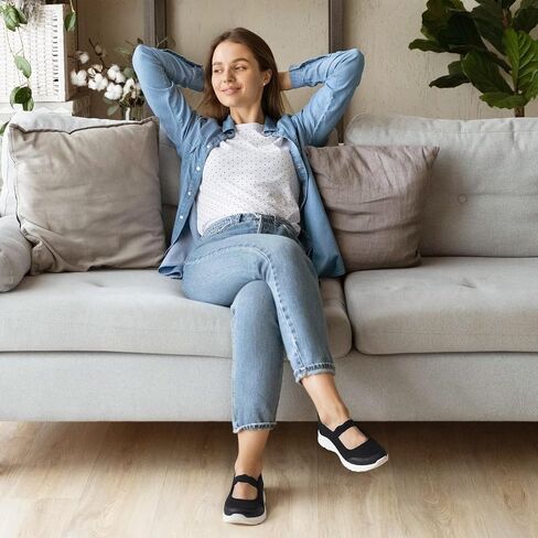Mary Jane Flats Comfortable Lightweight Walking Shoes Breathable Non Slip Dressy Casual Knit Flats for Women in Saudi Arabia