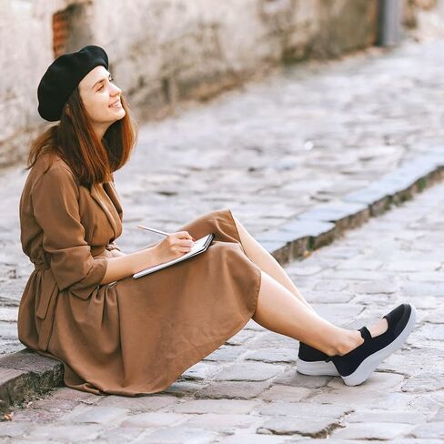 Mary Jane Flats Comfortable Lightweight Walking Shoes Breathable Non Slip Dressy Casual Knit Flats for Women in Saudi Arabia
