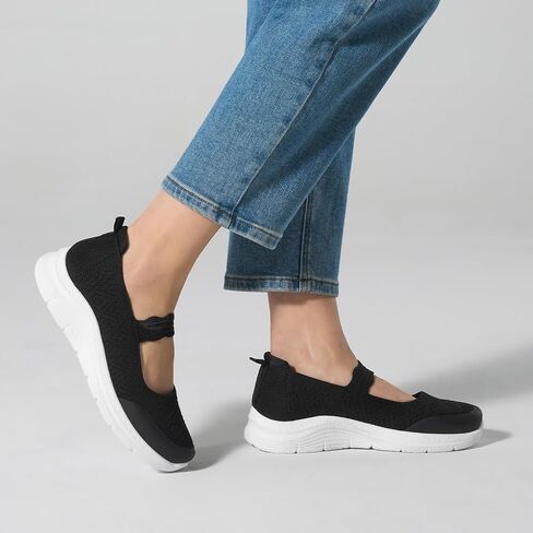 Mary Jane Flats Comfortable Lightweight Walking Shoes Breathable Non Slip Dressy Casual Knit Flats for Women in Saudi Arabia