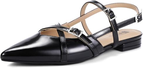 IDIFU Slingback Flats for Women Closed Pointed Toe Strappy Buckle Dress Shoes Wedding Prom Bridal Work Office Casual Formal Ladies Flats Comfortable Fashion Trendy Dressy Crisscross Flat Shoes in Saudi Arabia