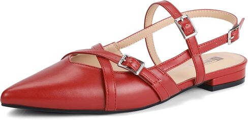 IDIFU Slingback Flats for Women Closed Pointed Toe Strappy Buckle Dress Shoes Wedding Prom Bridal Work Office Casual Formal Ladies Flats Comfortable Fashion Trendy Dressy Crisscross Flat Shoes in Saudi Arabia