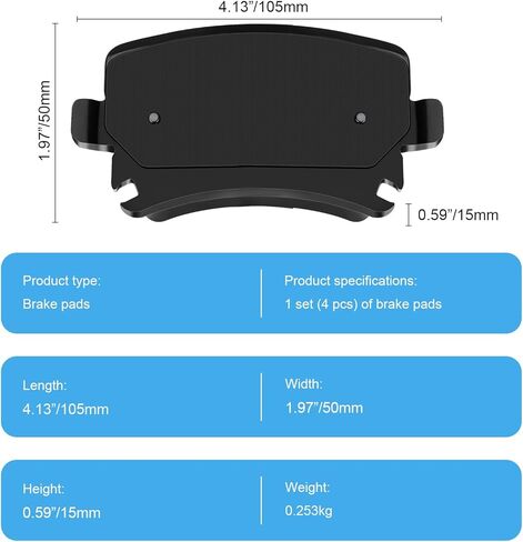 Automotive Replacement Rear Brake Pads Fit Chrysler 200/Sebring,Dodge Avenger/Caliber,Jeep Compass/Patriot,Mitsubishi Lancer/Outlander,Ceramic Disc Brake Pads for Car Rear Rotors (HZ1037) in Kuwait