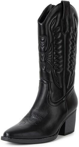 Alpine Swiss Sadie Womens Cowboy Boots Western Cowgirl Boots Mid Calf Chunky Block High Heel Booties in Saudi Arabia