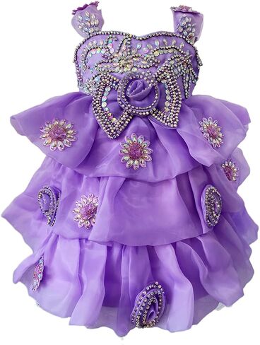 Baby Girl Pageant Dress Handmade Beaded Dresses Toddler Pageant Girl's Princess Dress in Saudi Arabia