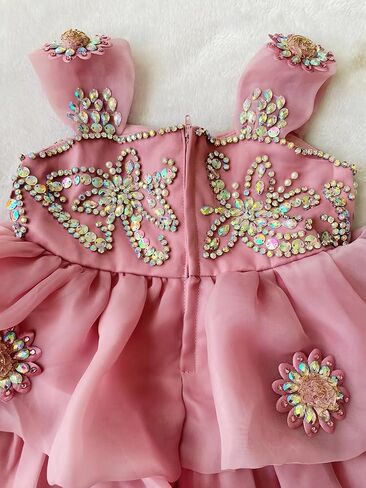Baby Girl Pageant Dress Handmade Beaded Dresses Toddler Pageant Girl's Princess Dress in Saudi Arabia