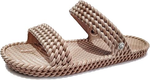 LAVAU Slide Sandals for Women, Slip-On Waterproof Slippers with Two Strap for Beach/Pool/Shower/Outdoor, Recyclable in Kuwait
