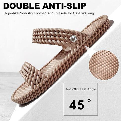 LAVAU Slide Sandals for Women, Slip-On Waterproof Slippers with Two Strap for Beach/Pool/Shower/Outdoor, Recyclable in Kuwait