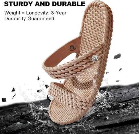 LAVAU Slide Sandals for Women, Slip-On Waterproof Slippers with Two Strap for Beach/Pool/Shower/Outdoor, Recyclable in Kuwait