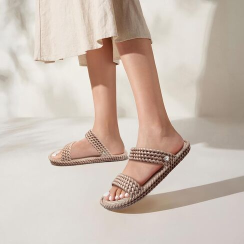 LAVAU Slide Sandals for Women, Slip-On Waterproof Slippers with Two Strap for Beach/Pool/Shower/Outdoor, Recyclable in Kuwait