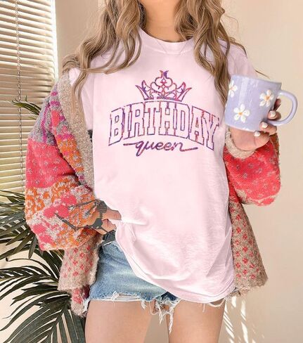 قميص ASTANFY كبير الحجم لعيد ميلادي: هدايا عيد ميلاد للنساء، قمصان للحفلات، قميص لامع بأكمام قصيرة in Kuwait