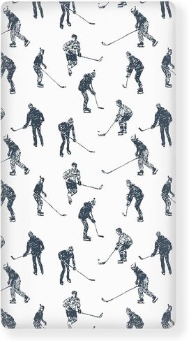 Ice Hockey Fitted Crib Sheet for Boys Girls Sports Event Hockey Player Baby Sheet for Standard Crib and Toddler Winter Sport Nursery Bed Mattress Sheets 28"x52" in Saudi Arabia