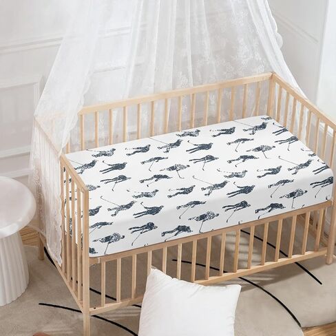 Ice Hockey Fitted Crib Sheet for Boys Girls Sports Event Hockey Player Baby Sheet for Standard Crib and Toddler Winter Sport Nursery Bed Mattress Sheets 28"x52" in Saudi Arabia