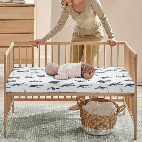 Ice Hockey Fitted Crib Sheet for Boys Girls Sports Event Hockey Player Baby Sheet for Standard Crib and Toddler Winter Sport Nursery Bed Mattress Sheets 28"x52" in Saudi Arabia
