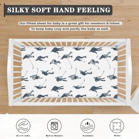Ice Hockey Fitted Crib Sheet for Boys Girls Sports Event Hockey Player Baby Sheet for Standard Crib and Toddler Winter Sport Nursery Bed Mattress Sheets 28"x52" in Saudi Arabia
