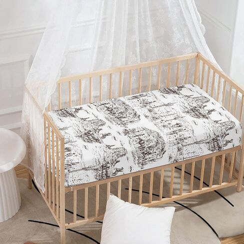 Ice Hockey Fitted Crib Sheet for Boys Girls Sports Event Hockey Player Baby Sheet for Standard Crib and Toddler Winter Sport Nursery Bed Mattress Sheets 28"x52" in Kuwait