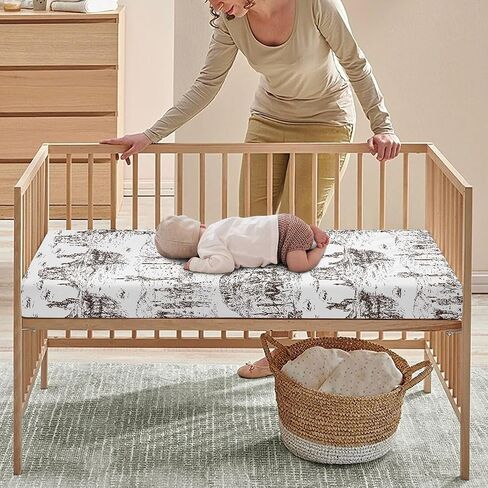 Ice Hockey Fitted Crib Sheet for Boys Girls Sports Event Hockey Player Baby Sheet for Standard Crib and Toddler Winter Sport Nursery Bed Mattress Sheets 28"x52" in Kuwait