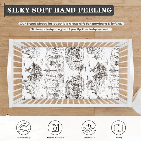 Ice Hockey Fitted Crib Sheet for Boys Girls Sports Event Hockey Player Baby Sheet for Standard Crib and Toddler Winter Sport Nursery Bed Mattress Sheets 28"x52" in Kuwait