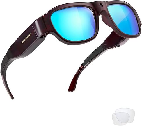 OhO sunshine High Resolution Camera Glasses, 64GB Full HD 1080P Video Indoor and Outdoor with Built in 16MP Camera and Blue Polarized UV400 Lens in Saudi Arabia