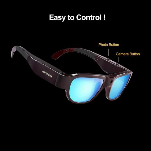 OhO sunshine High Resolution Camera Glasses, 64GB Full HD 1080P Video Indoor and Outdoor with Built in 16MP Camera and Blue Polarized UV400 Lens in Saudi Arabia