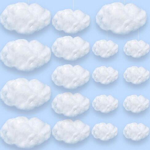 6 Pcs Artificial Clouds Room Decor,Clouds for Room Aesthetic Ceiling Decorations,Hanging Clouds for Baby Room Decor,Classroom Decorations,Party Stage Decor(Three Different Sizes) in Saudi Arabia